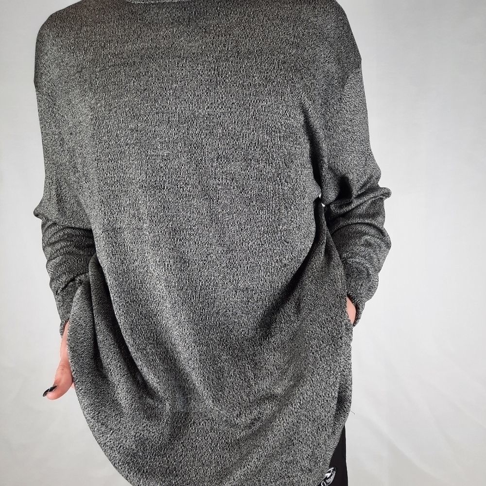 DeSantis Collection silk pullover sweater heather black long sleeve mock neck L